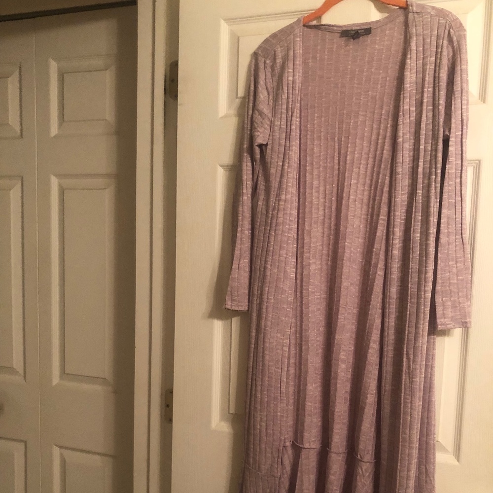 New Years Sale! New Lisa Rinna Lavender  Cardigan w/ Ruffled Bottom